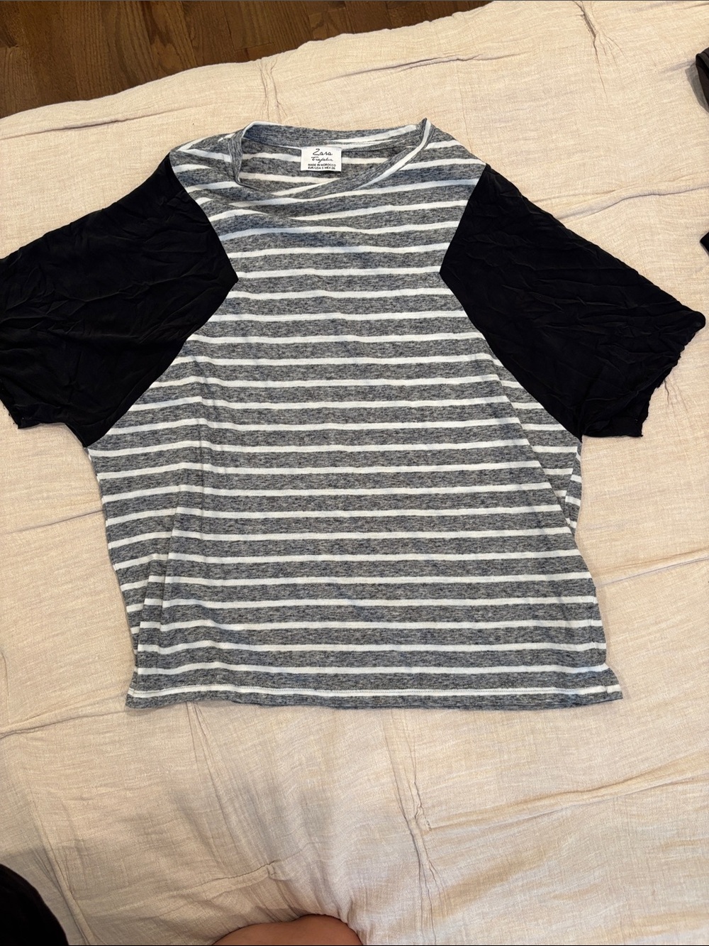 Zara Gray & White Striped Tee